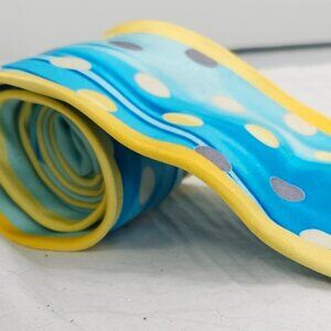 Stacy Adams Turquoise & Yellow Polka Dot Hand Made 100% Silk Men’s Neck Tie